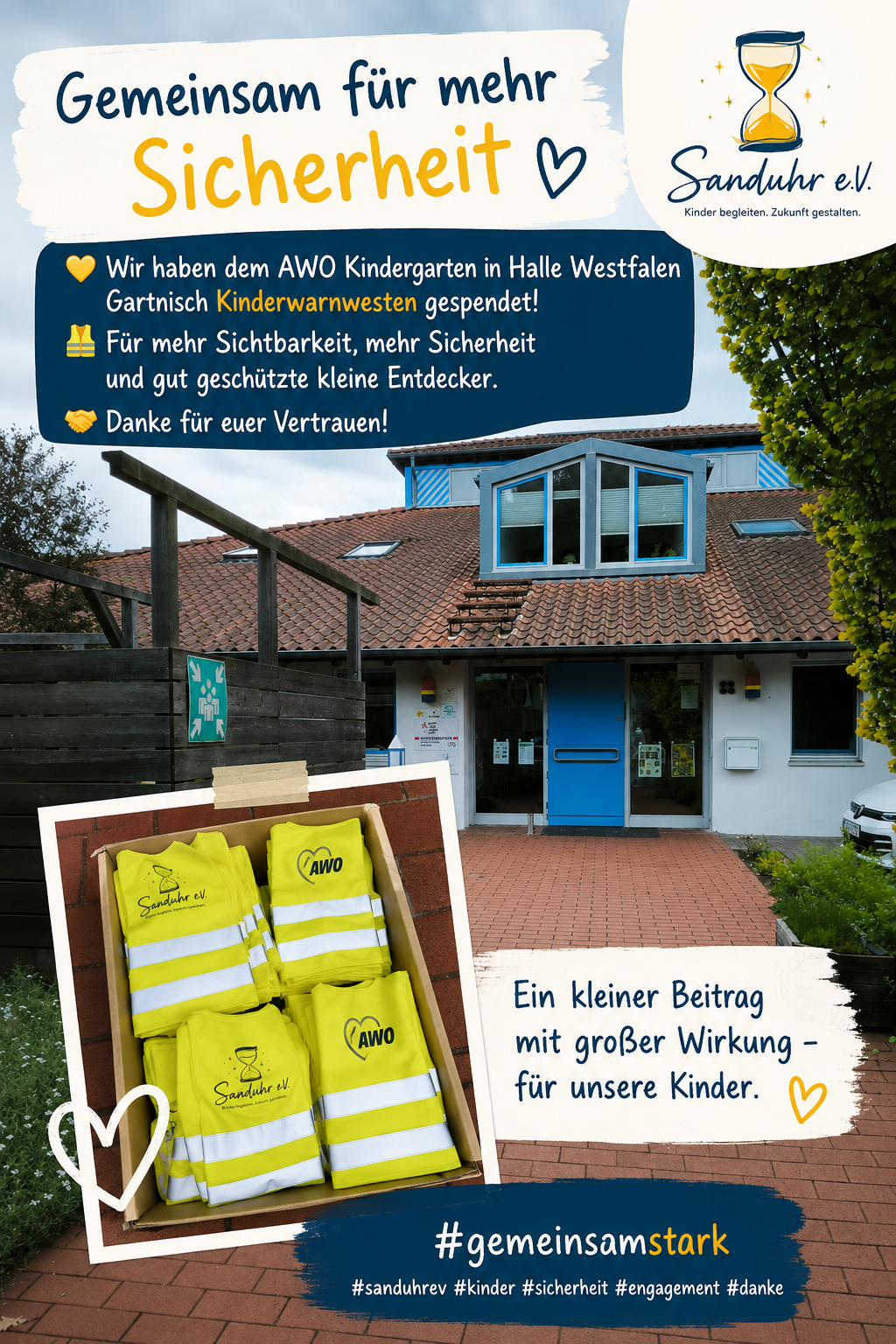 Kinderwarnwesten-Spende an den AWO Kindergarten Gartnisch in Halle Westfalen